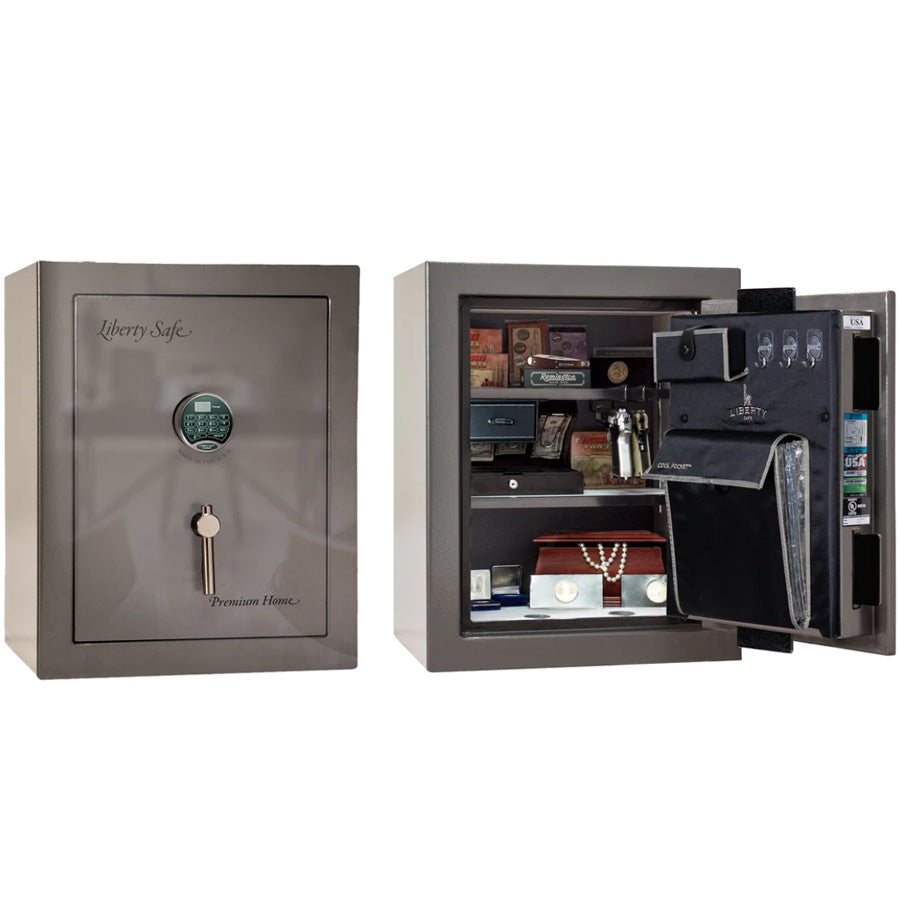 Liberty Premium Home 08 Safe in Gray Gloss with Black Chrome Electronic Lock.