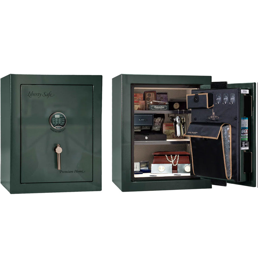 Liberty Premium Home 08 Safe in Green Gloss with Black Chrome Electronic Lock.