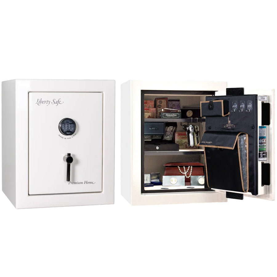 Liberty Premium Home 08 Safe in White Marble with Black Chrome Electronic Lock.