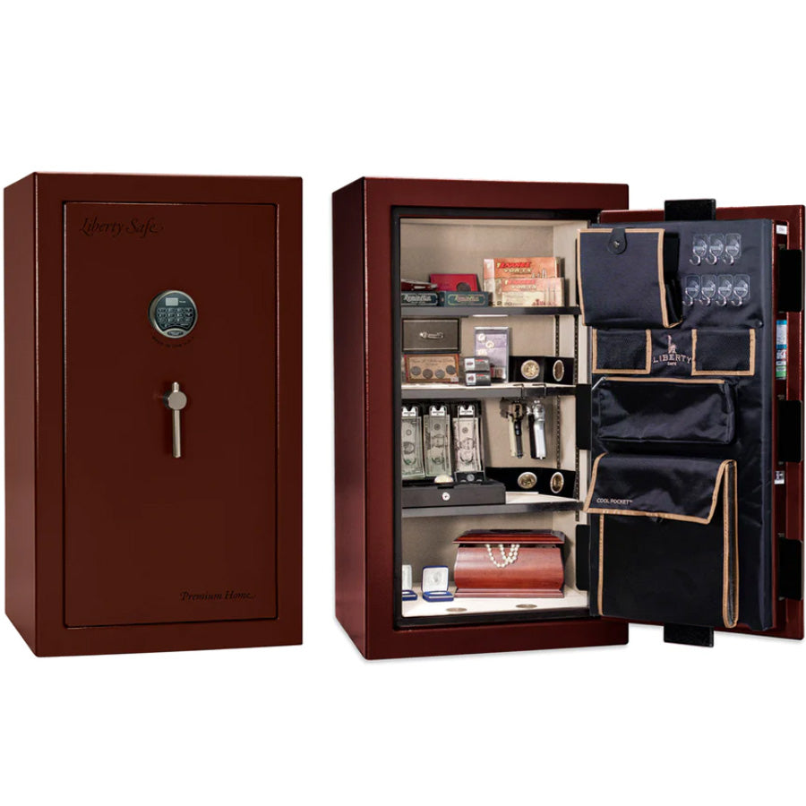Liberty Premium Home 12 Safe in Burgundy Marble with Black Chrome Electronic Lock.