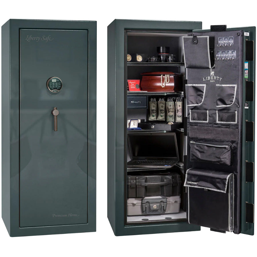 Liberty Premium Home 17 Safe in Forest Mist Gloss with Black Chrome Electronic Lock.
