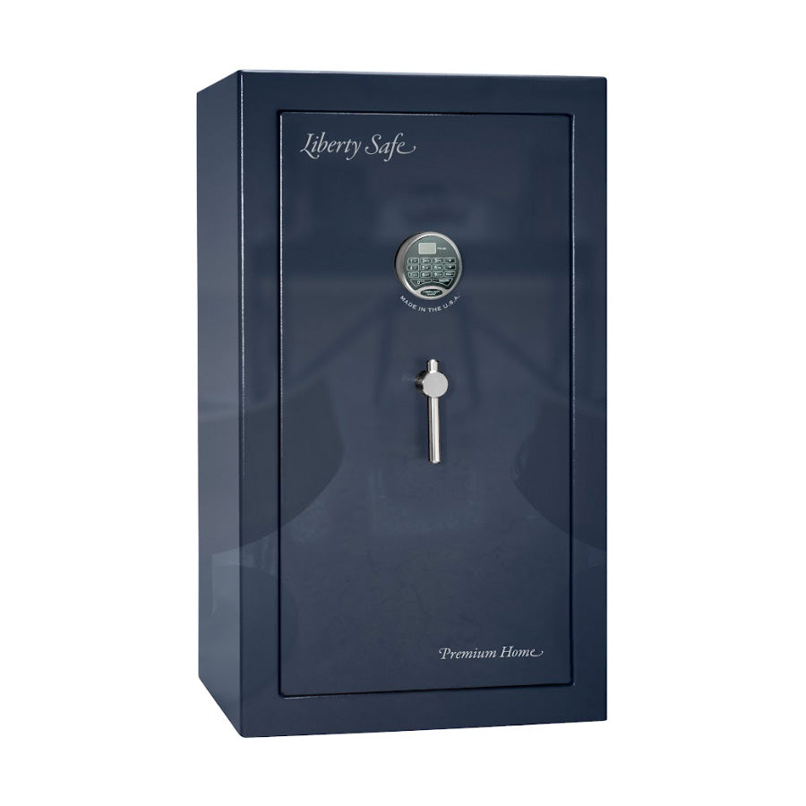 Liberty Premium Home 12 Safe in Blue Gloss with Chrome Electronic Lock.