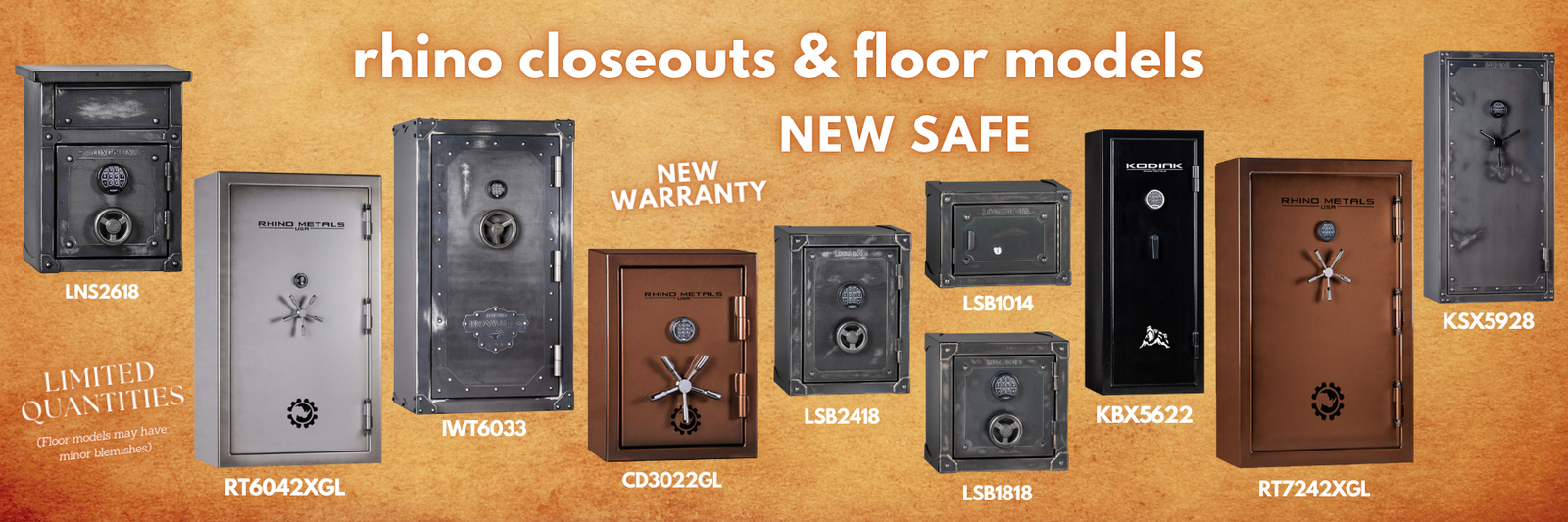 Rhino Closeouts and Floor Models available for sale.