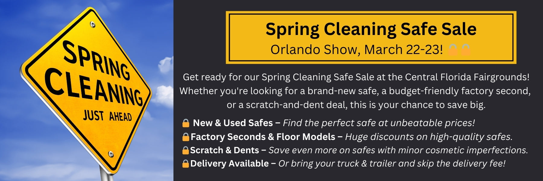 SPRING CLEANING SAFE SALE at the Orlando Gun Show on March 22-23 banner.