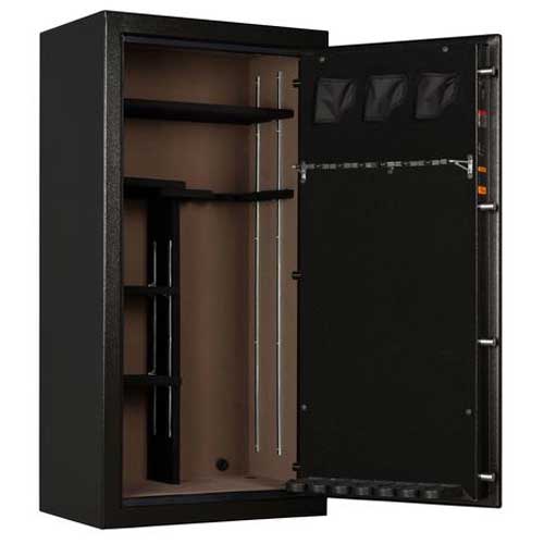 Browning BF23E Primal 23 gun safe Hammer Gray with distressed American flag graphic exterior and electronic lock