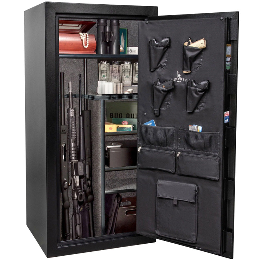 CENTURION 32 Safe in Textured Black with Chrome Electronic Lock, filled.