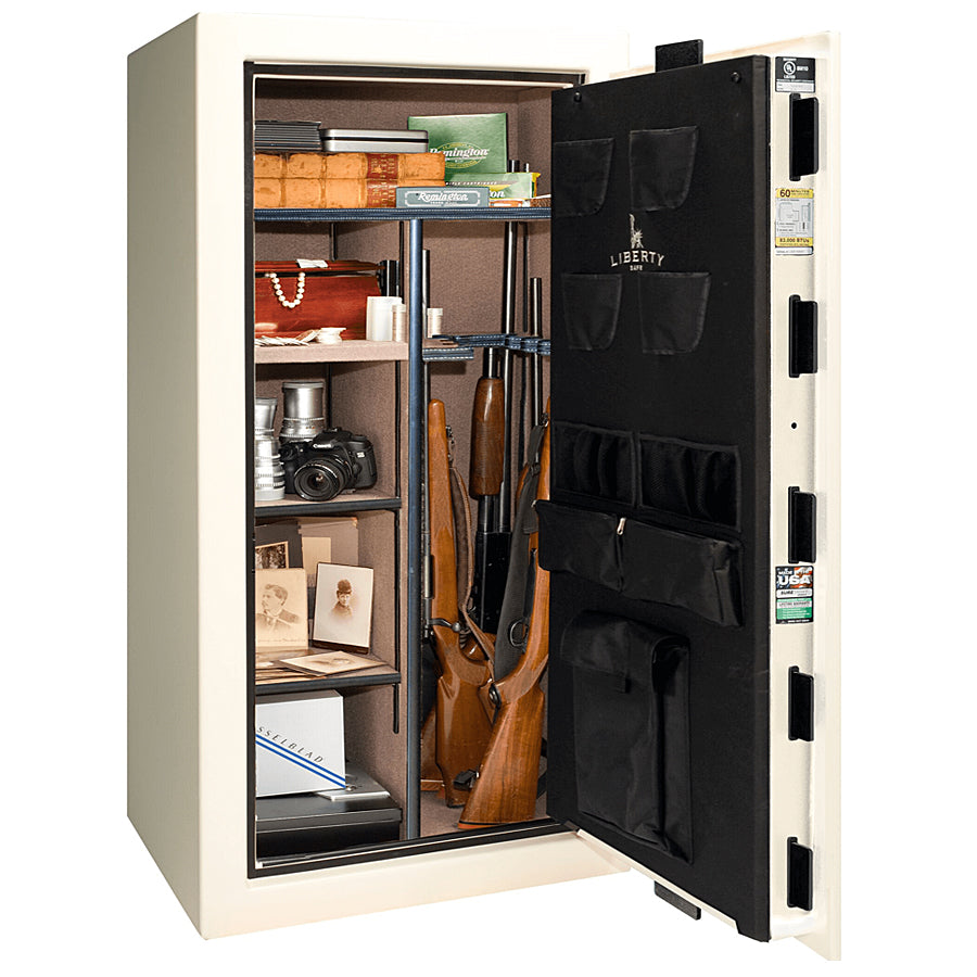 Liberty Safe Colonial 23 "United We Stand" Flag safe in Gloss White, interior.