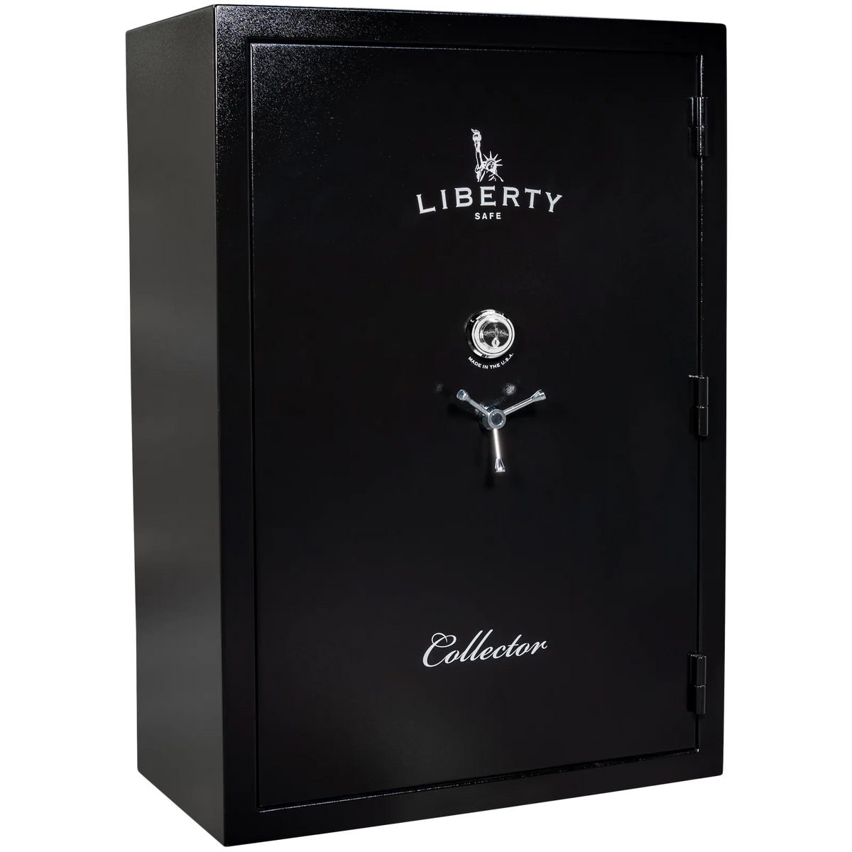 Liberty Safe Collector T in Textured Black with chrome mechanical lock, exterior