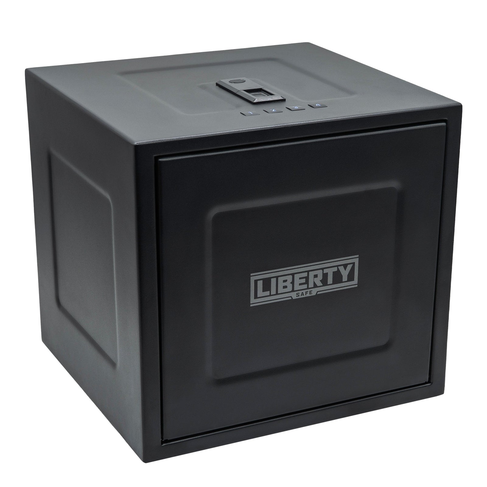 Liberty Safe HDV-350X biometric handgun vault with auto-open lid and LED interior.