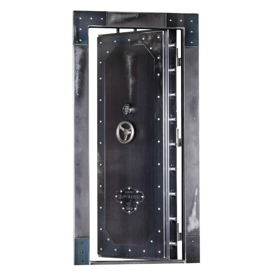 Rhino Vault Door In-Swing IWVD8240 exterior in Antiqued Ironworks finish.