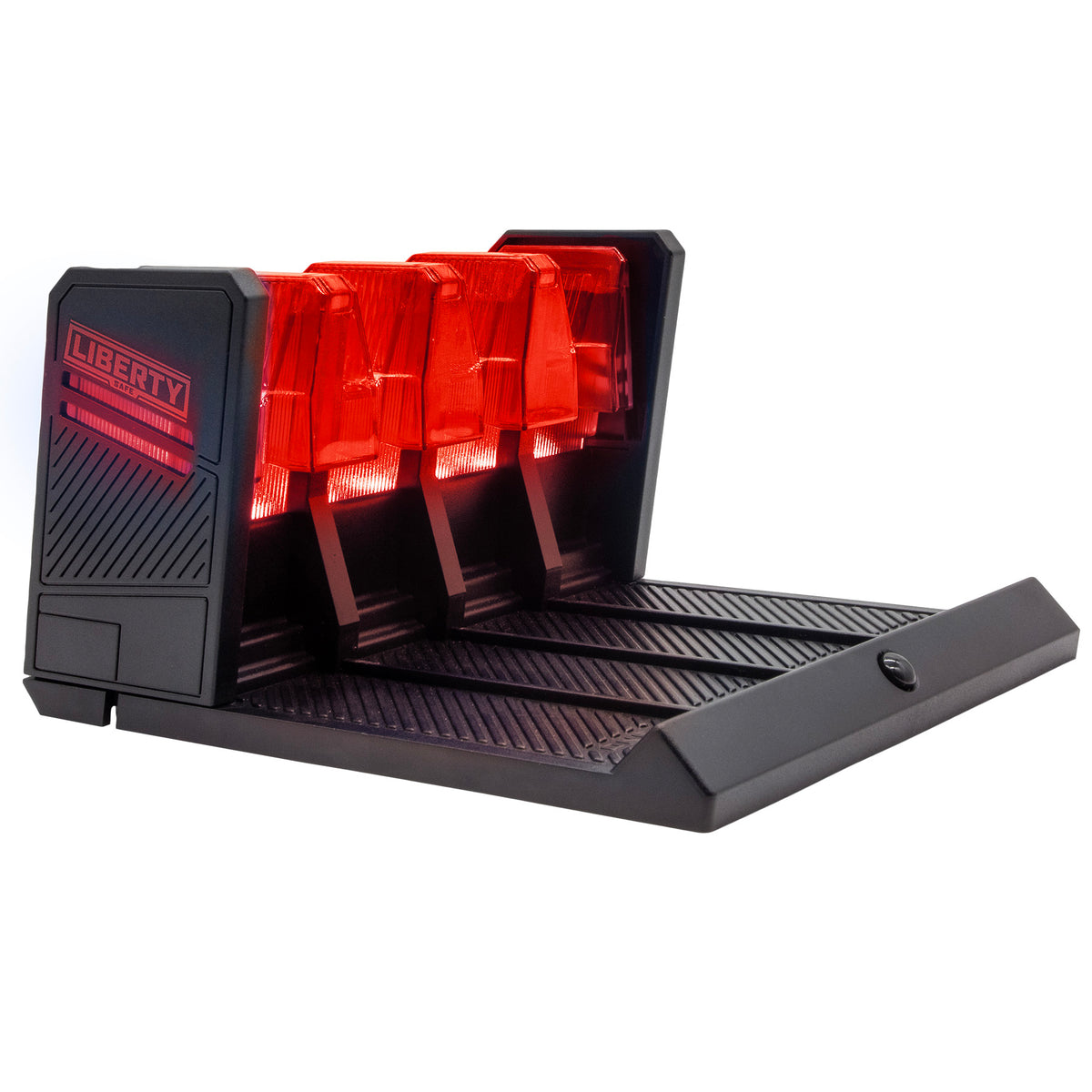 LIBERTY RED LIT LED PISTOL RACK, BACK.