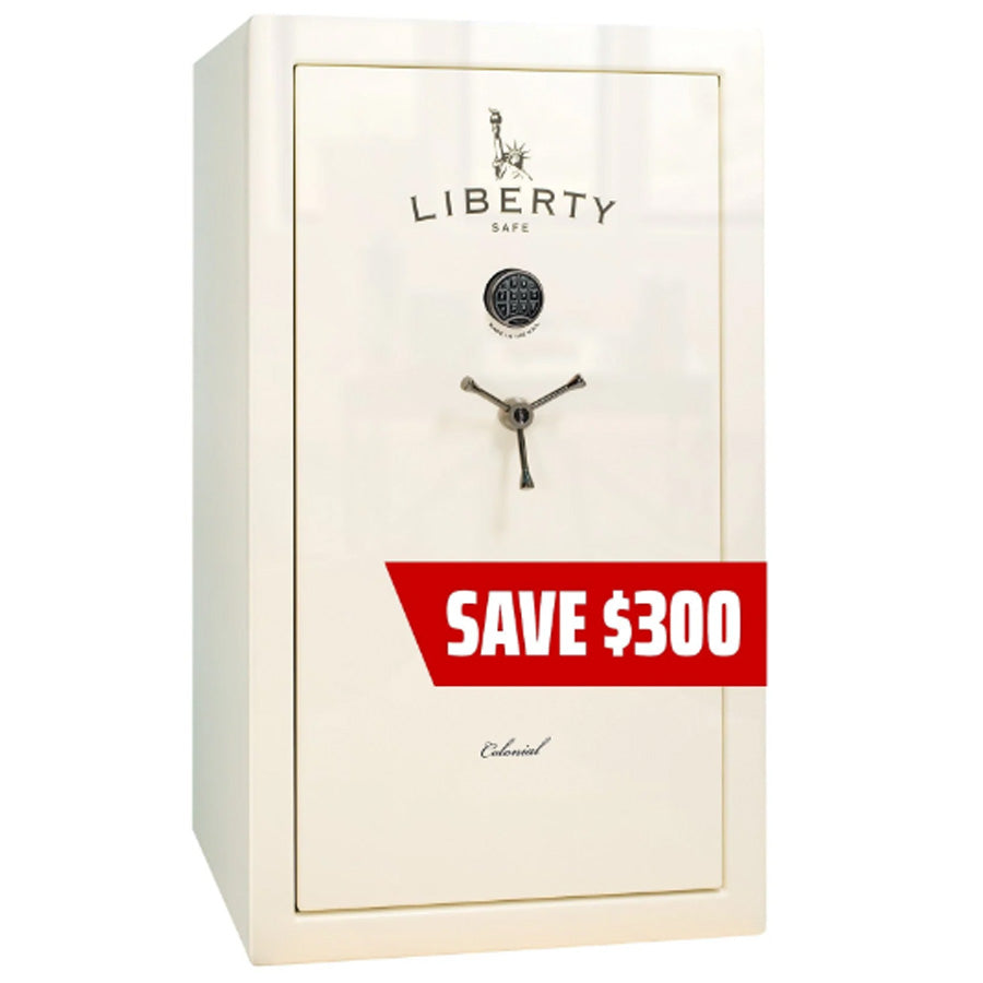 Liberty Colonial 30 Safe in White Gloss with Black Chrome Electronic Lock Promo.