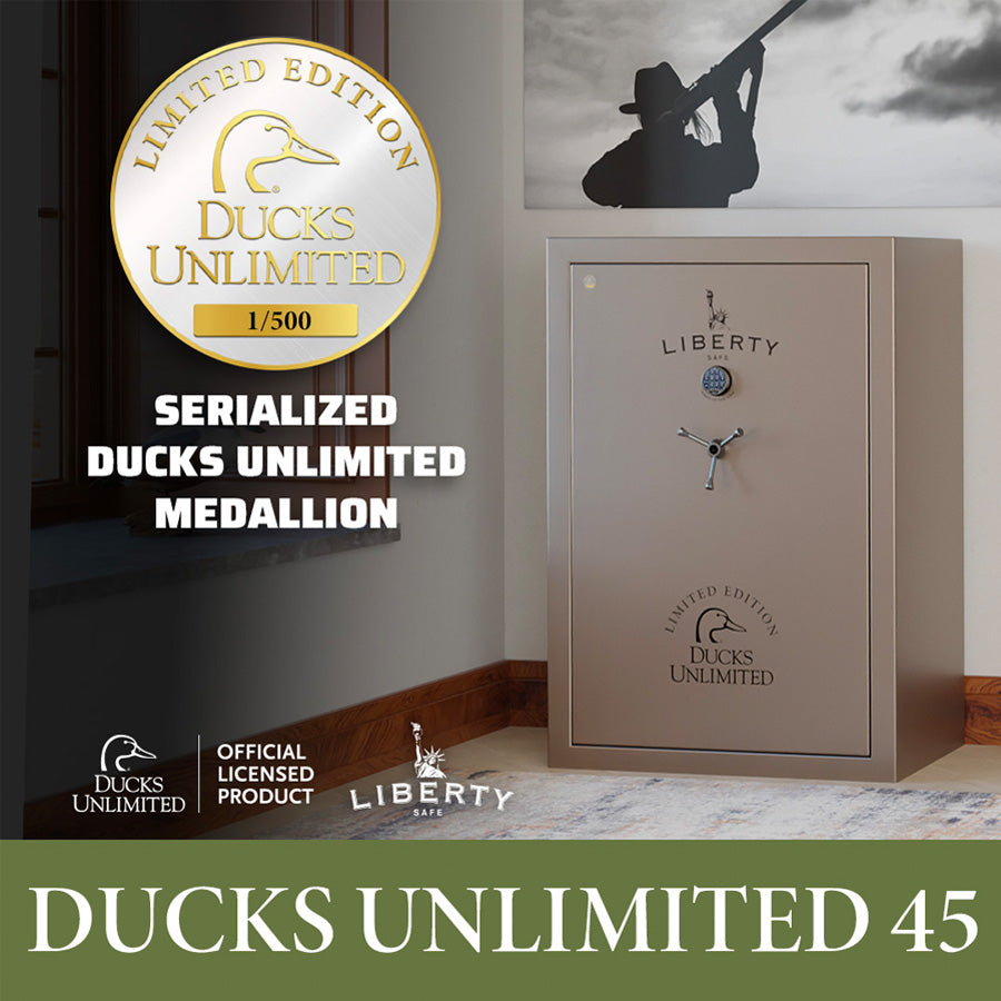 Liberty Safe Ducks Unlimited 45 in Desert Sand, serialized.