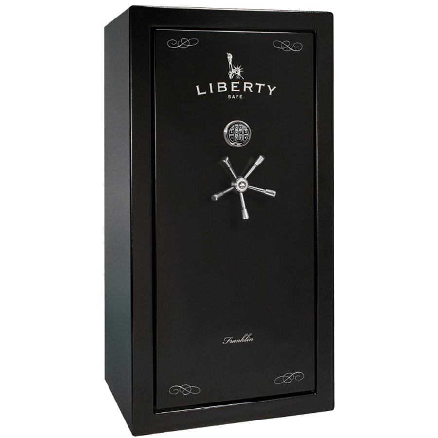 Liberty Safe Franklin 29 in Textured Black with Chrome, Exterior.