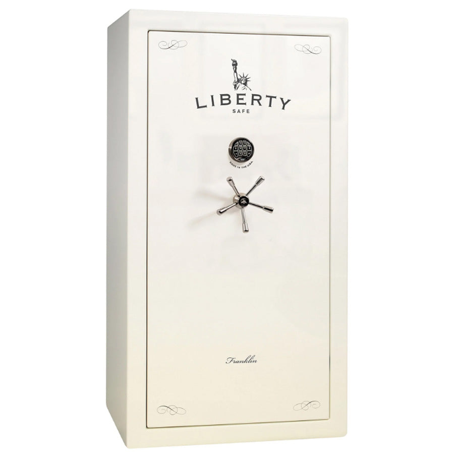 Liberty Safe Franklin 40 in White Gloss with Black Chrome, Exterior.