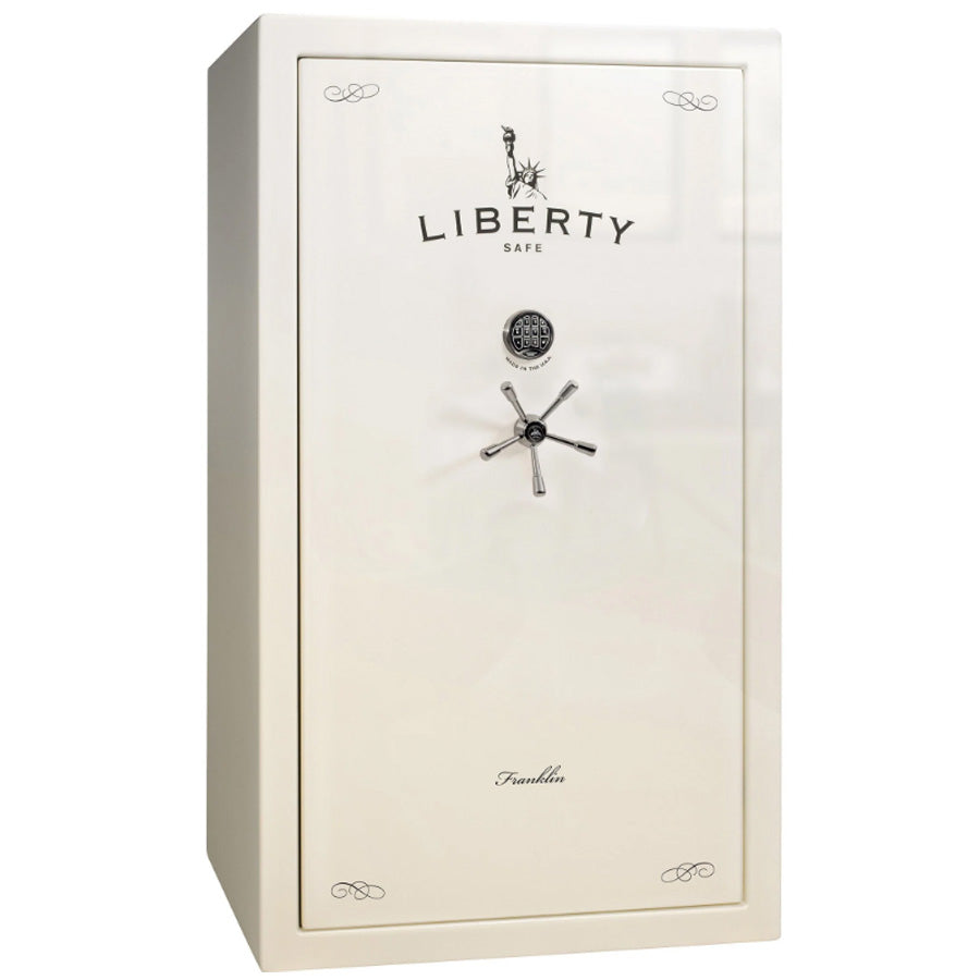 Liberty Safe Franklin 50 in White Gloss with Black Chrome, Exterior.