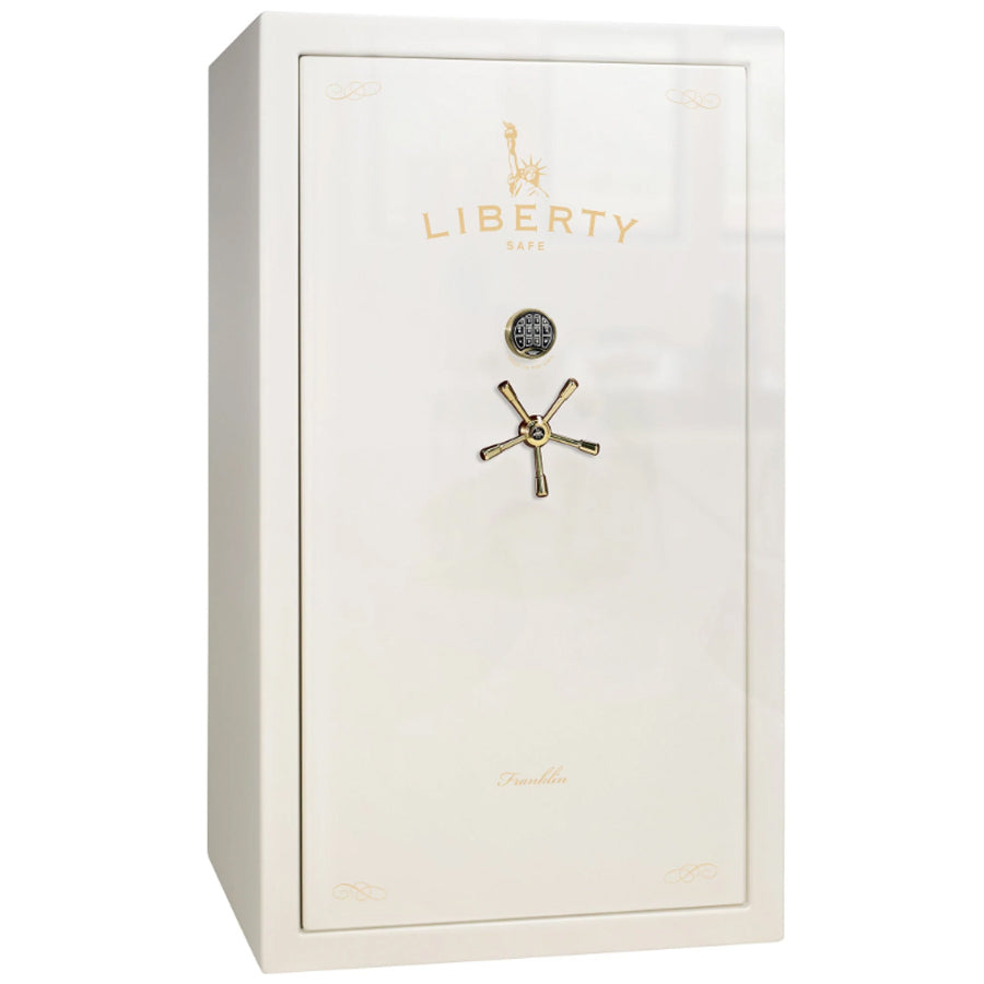 Liberty Safe Franklin 50 in White Gloss with Brass, Exterior.