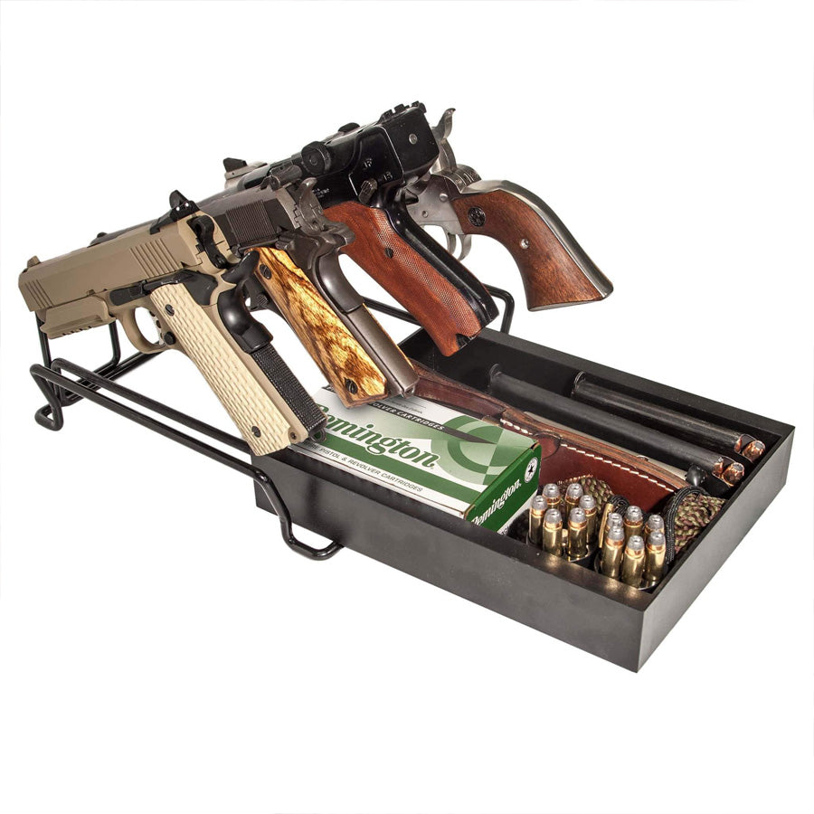 Liberty Safe Pistol Rack, extended and loaded.