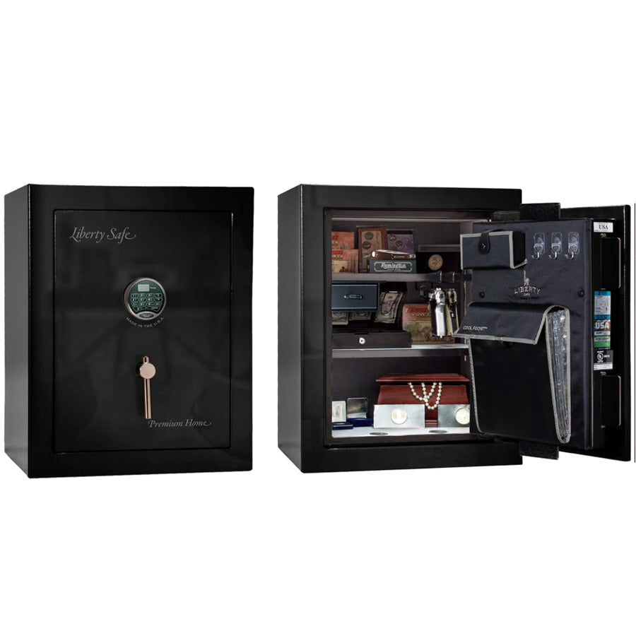 Liberty Premium Home 08 Safe in Black Gloss with Black Chrome Electronic Lock.