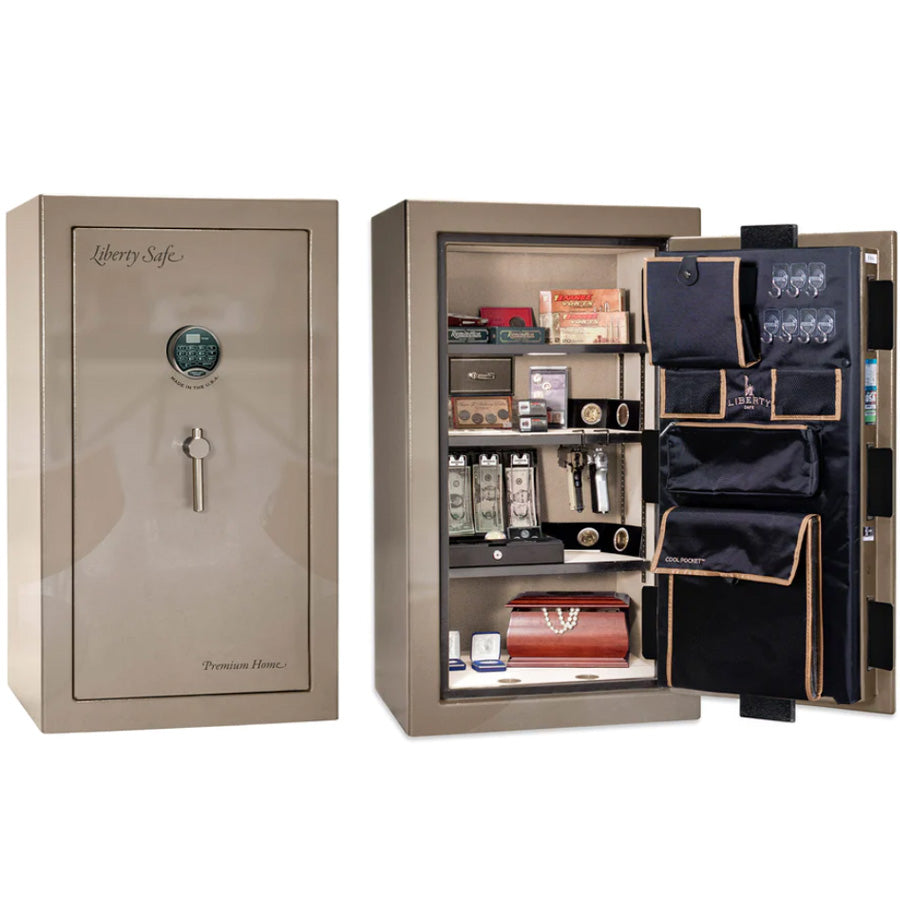 Liberty Premium Home 12 Safe in Champagne Gloss with Black Chrome Electronic Lock.