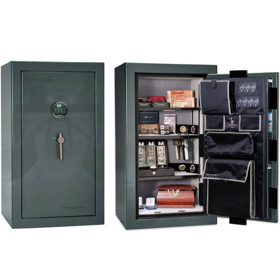 Liberty Premium Home 12 Safe in Forest Mist Gloss with Black Chrome Electronic Lock.