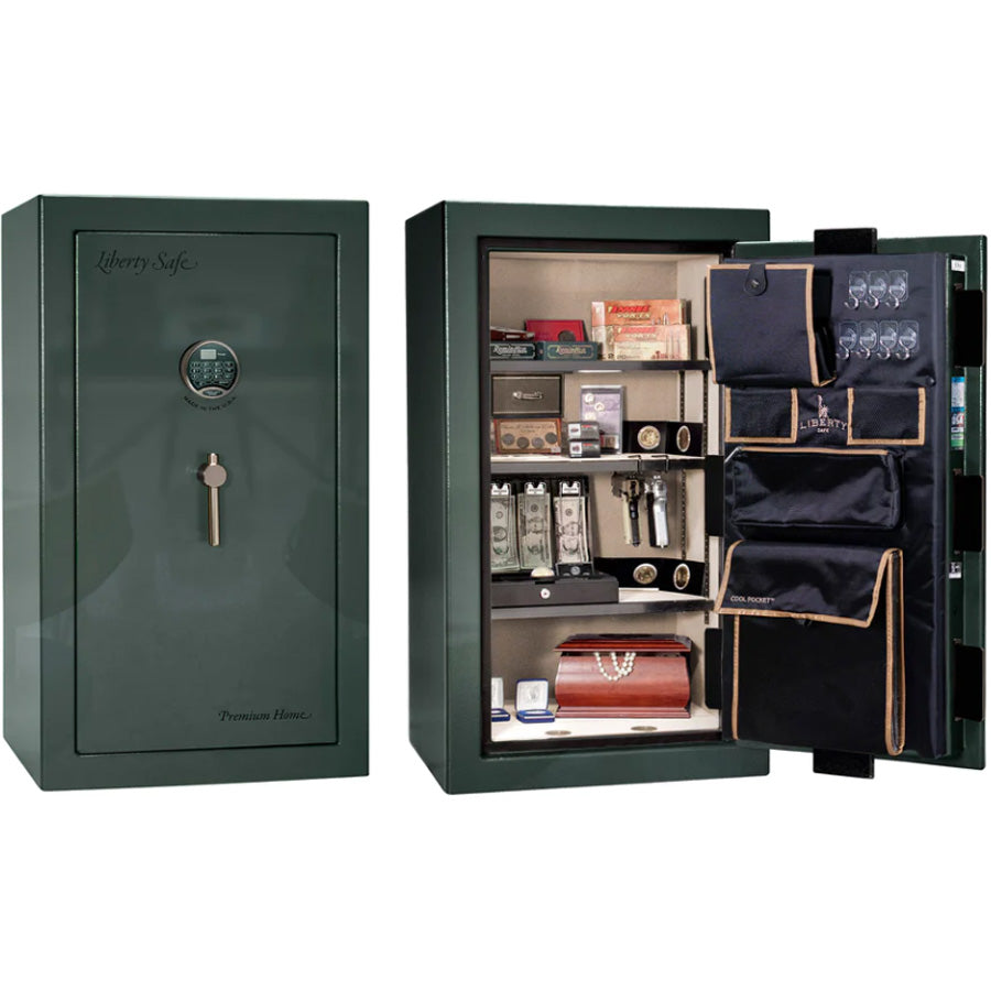 Liberty Premium Home 12 Safe in Green Gloss with Black Chrome Electronic Lock.