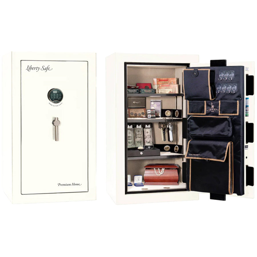 Liberty Premium Home 12 Safe in White Marble with Black Chrome Electronic Lock.
