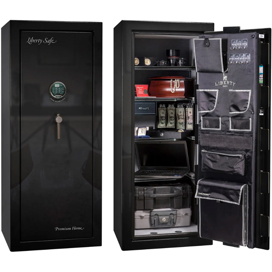 Liberty Premium Home 17 Safe in Black Gloss with Black Chrome Electronic Lock.