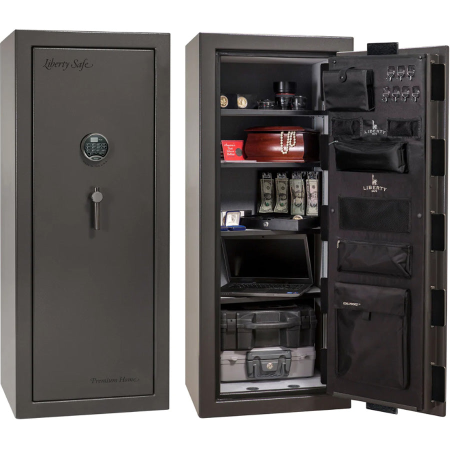 Liberty Premium Home 17 Safe in Gray Marble with Black Chrome Electronic Lock.