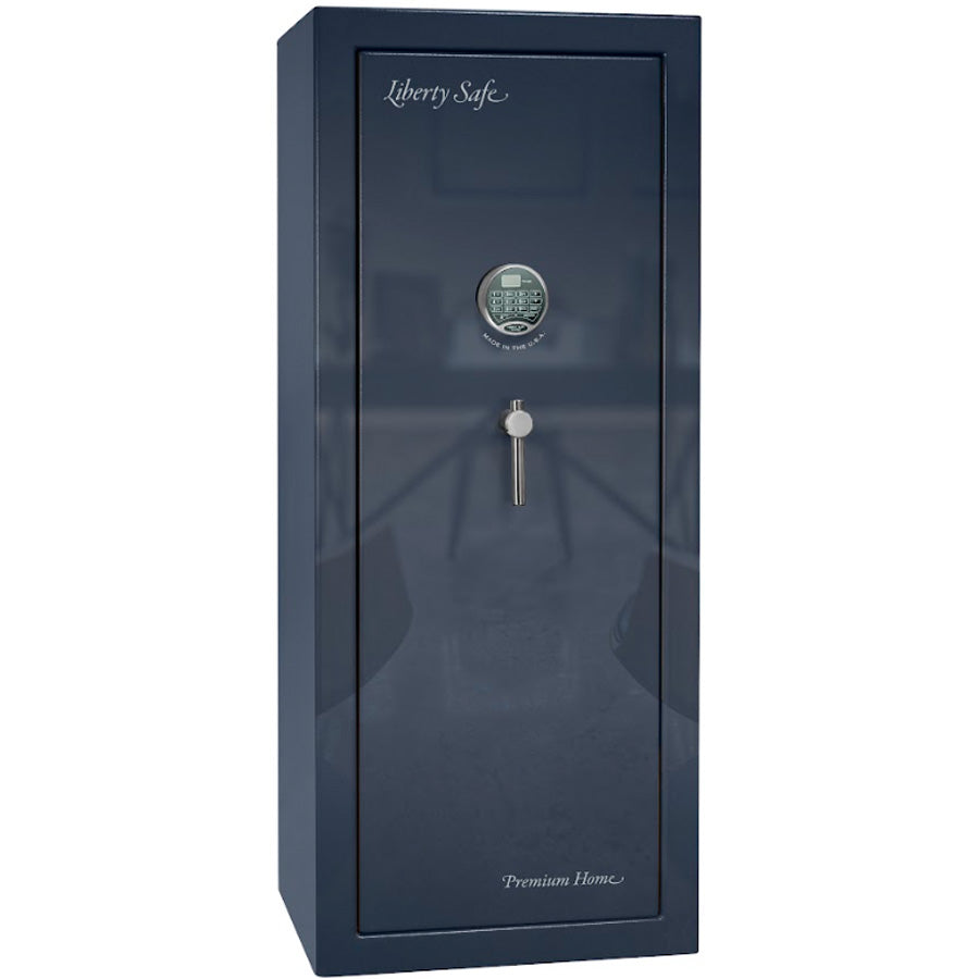 Liberty Premium Home 17 Safe in Blue Gloss with Chrome Electronic Lock.