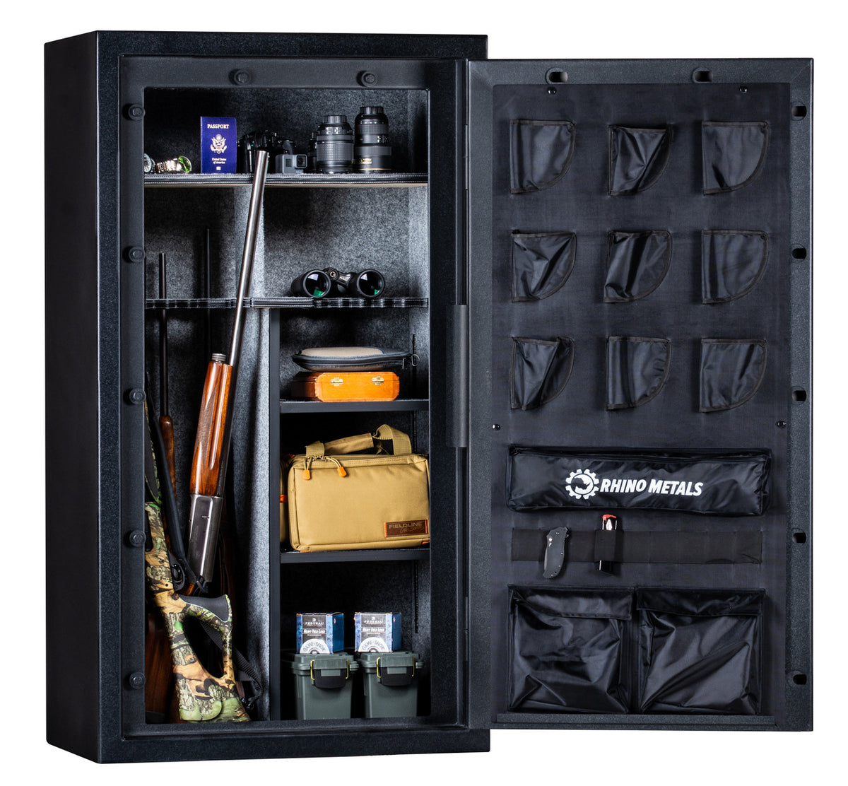 Rhino RBX6033 interior with Blackstone Finish, door open 180 degrees.