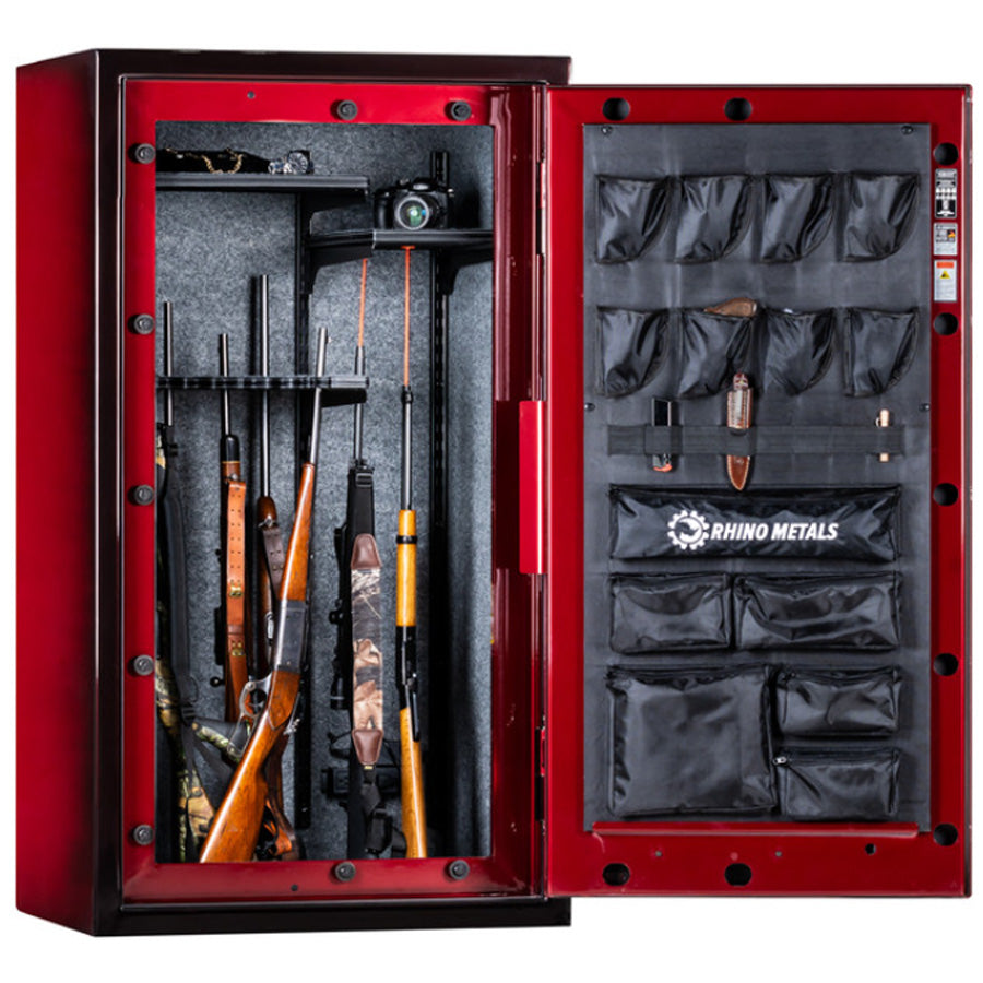 Rhino LX6033GL in Crimson Two Tone, Door Open 180 Degrees, long guns.