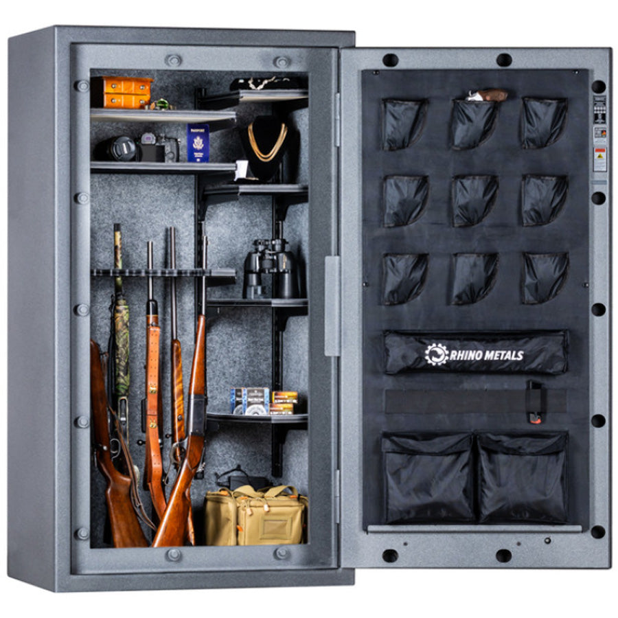 Rhino LX6636 Exterior in Textured Granite Finish, door open 180 degrees.