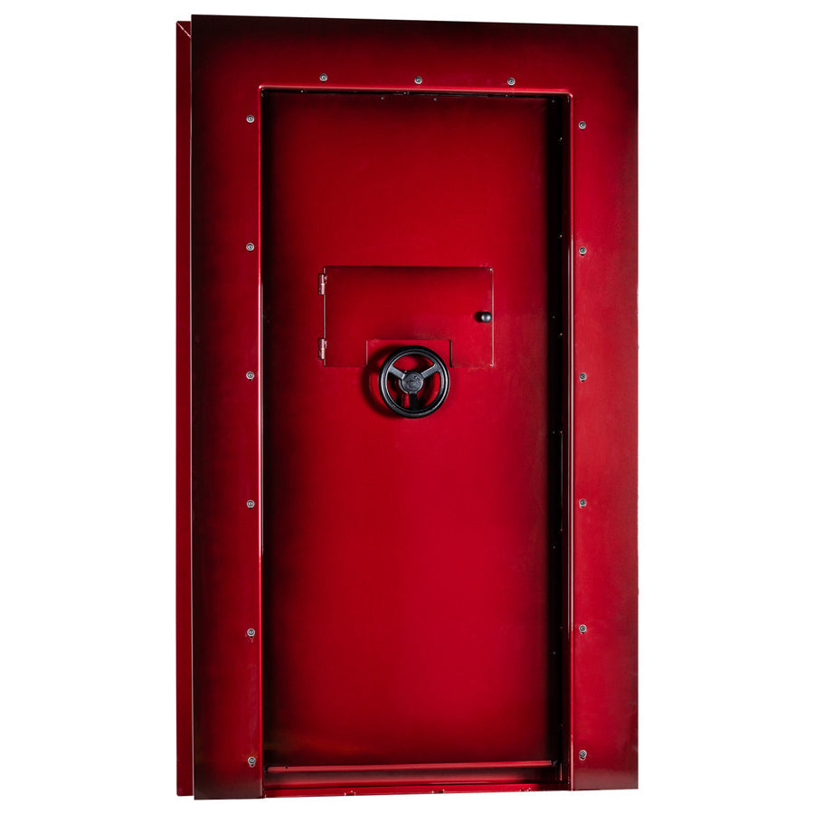 Rhino Vault Door Out-Swing VD Series in Two Tone Crimson, back side.