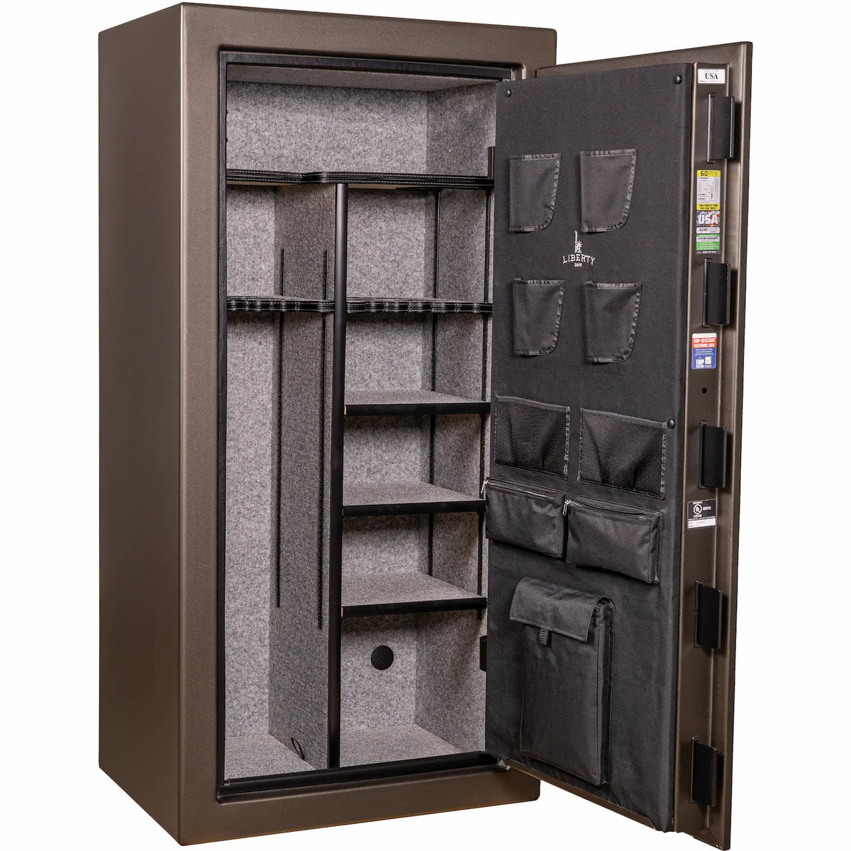 Liberty USA 30 in textured bronze with brass hardware interior