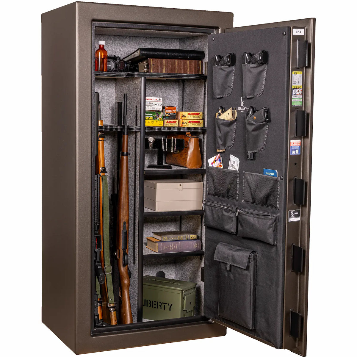 Liberty USA 30 in textured bronze with brass hardware loaded interior