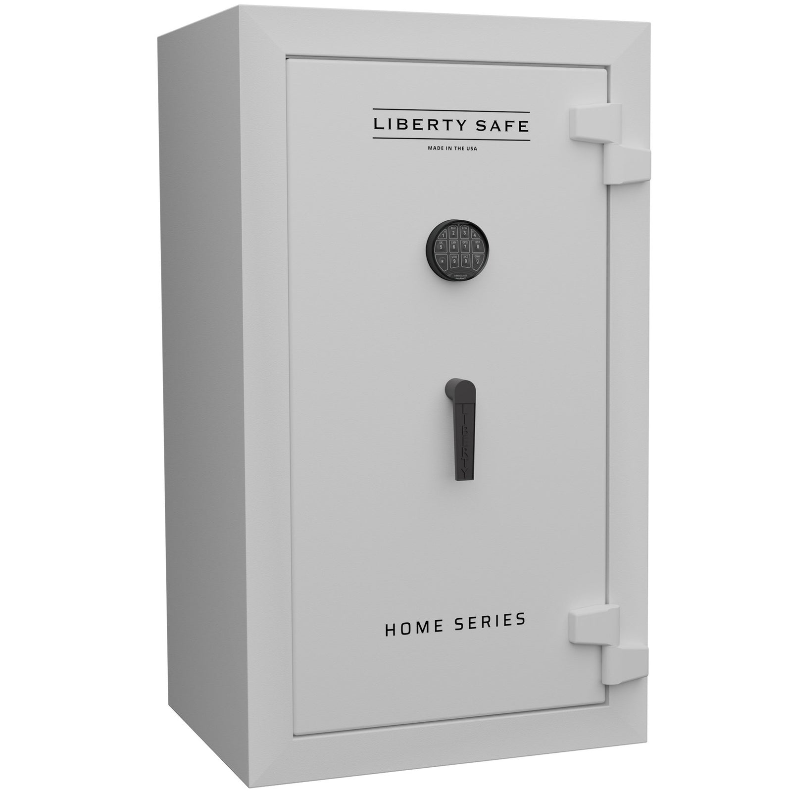 Liberty Home Series 12 in Textured White with Black Chrome Electronic Lock.