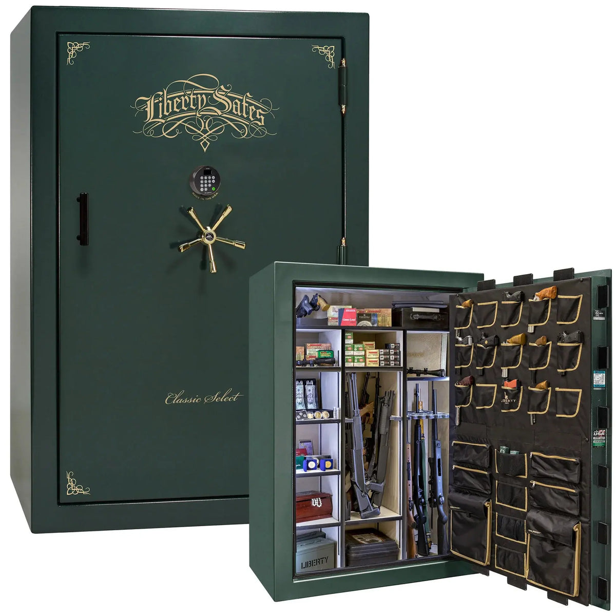 Liberty Classic Select Safe in Green Marble with Brass hardware and Dormakaba 702D electronic lock