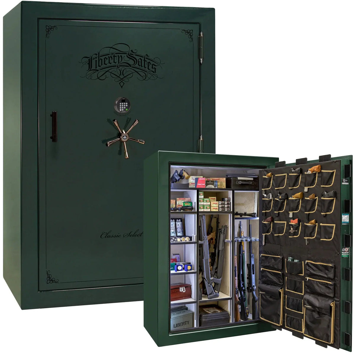 Liberty Classic Select Safe in Green Marble with Black Chrome hardware and Dormakaba 702D electronic lock