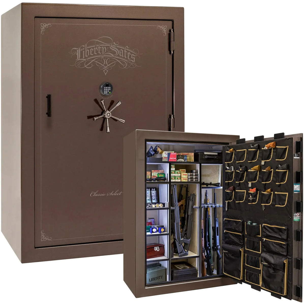 Liberty Classic Select Safe in Bronze Gloss with Black Chrome hardware and Dormakaba 702D electronic lock