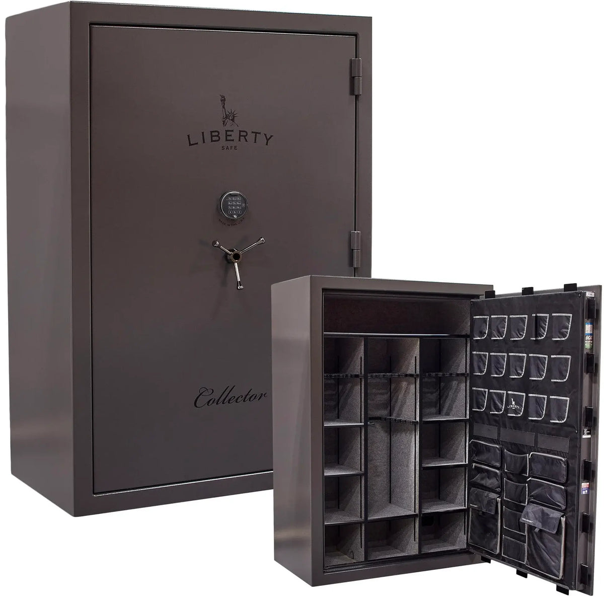 Liberty Safe Collector T with electronic lock in gray marble interior and exterior