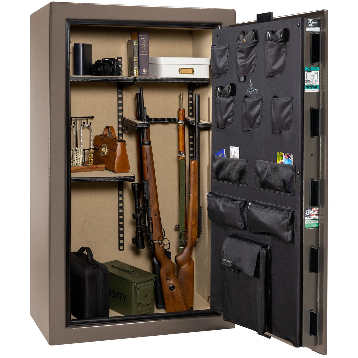 Liberty Colonial 30 Safe in Bronze Textured, Pro Flex Interior - Loaded.