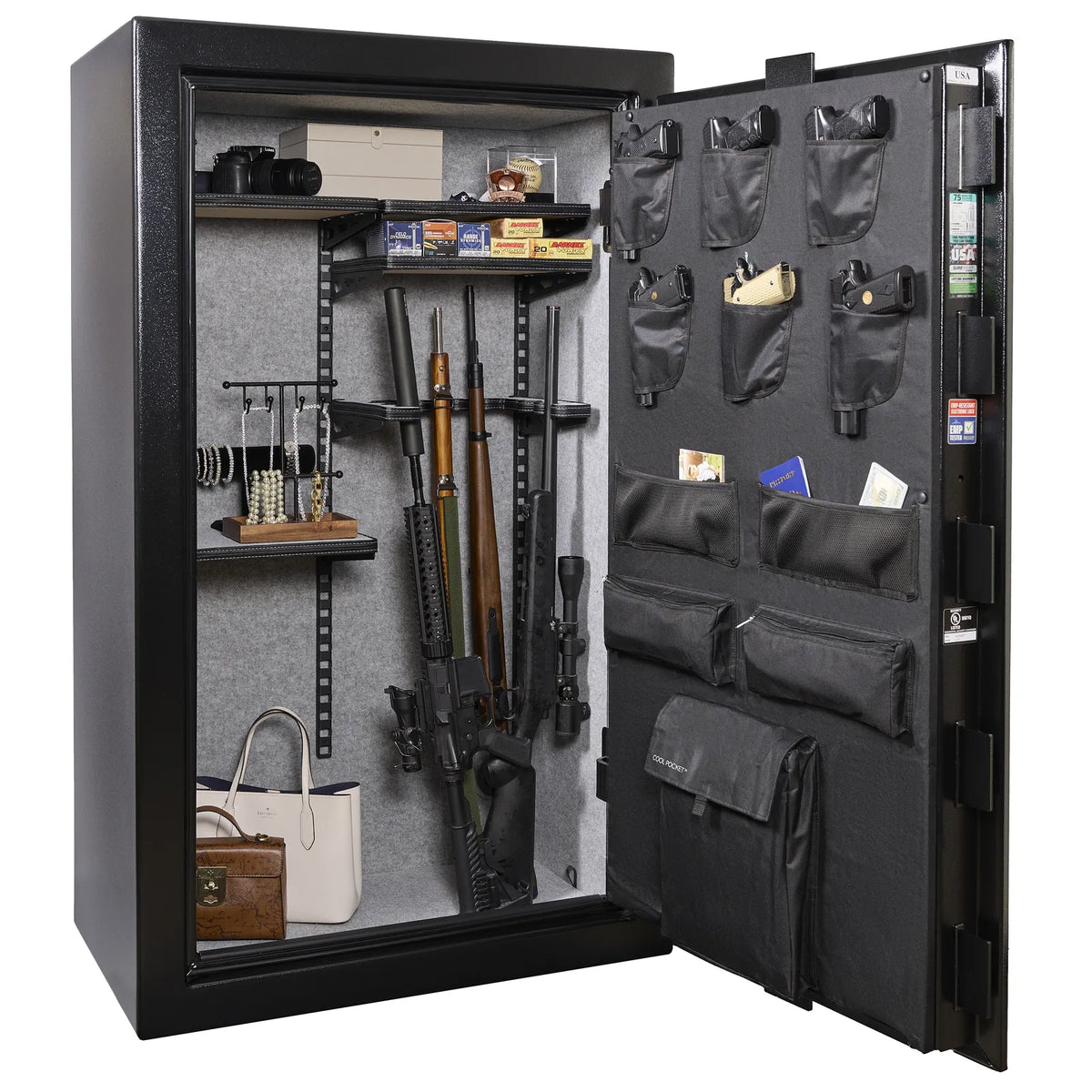 Liberty Colonial 30 Safe in Textured Black, Pro Flex Interior - Loaded.