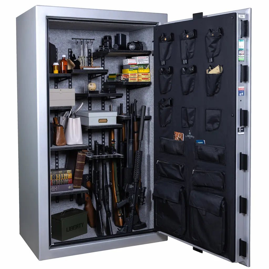 Liberty Colonial 50 gun safe Pro Flex interior fully loaded with firearms
