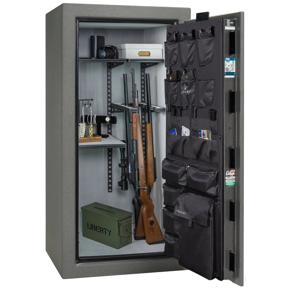 Liberty Franklin 29 Pro Flex interior in Textured Granite, loaded storage configuration.