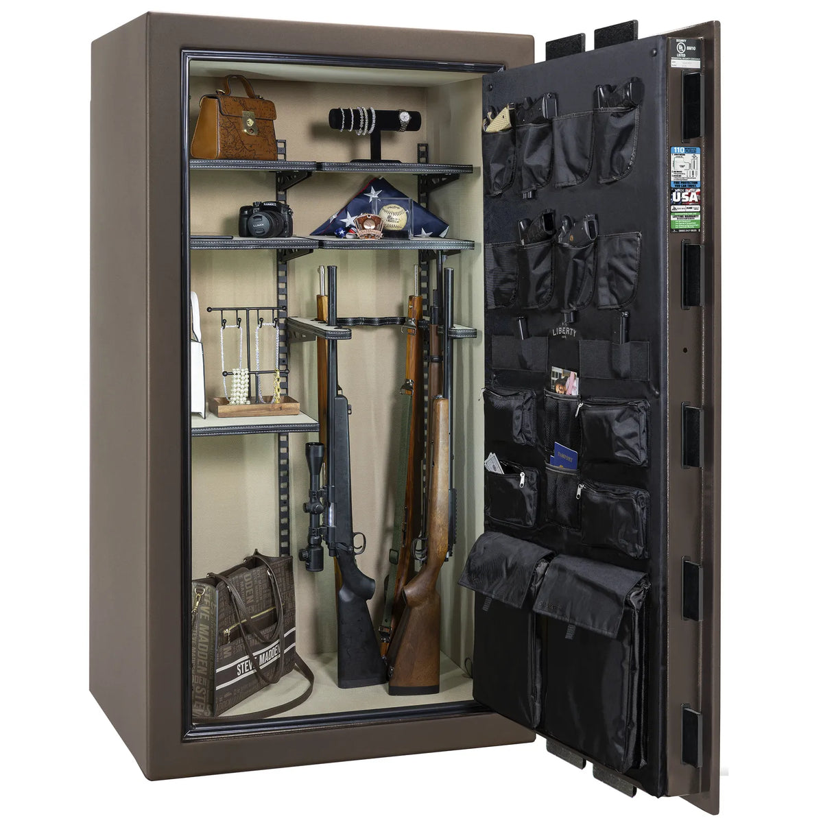 Liberty Franklin 40 Pro Flex interior in Textured Bronze, loaded storage configuration.