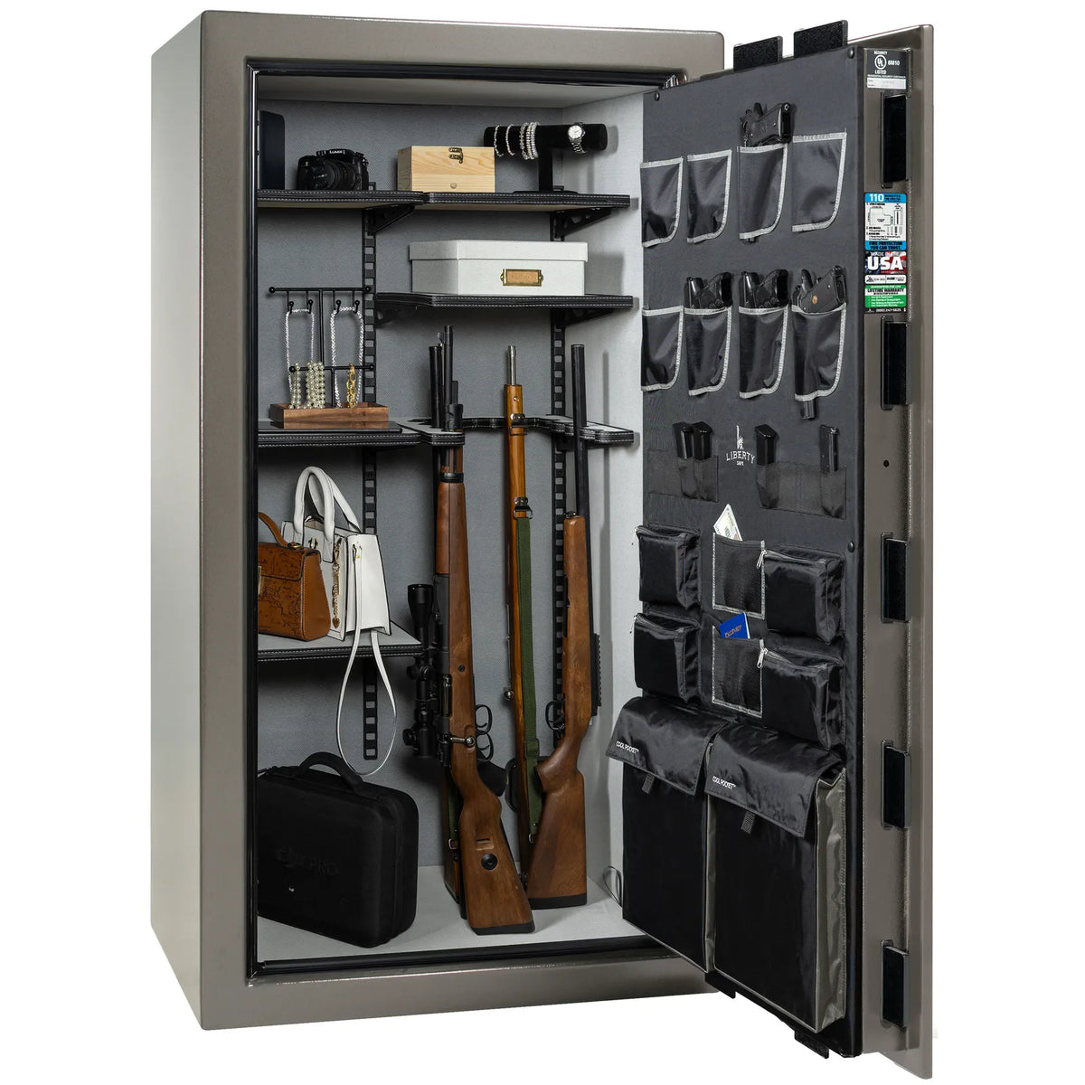 Liberty Franklin 40 Pro Flex interior in Gray Marble, loaded storage configuration.