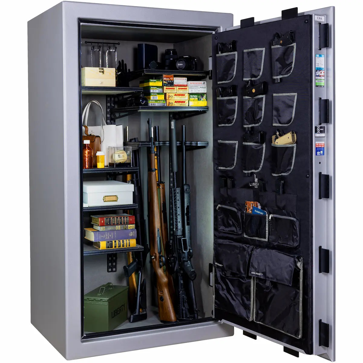 Liberty Franklin 40 gun safe glacial steel interior loaded