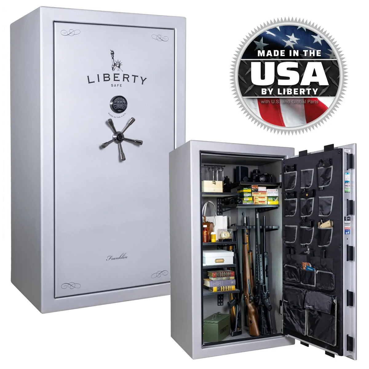 Liberty Franklin 40 gun safe glacial steel stacked exterior and interior