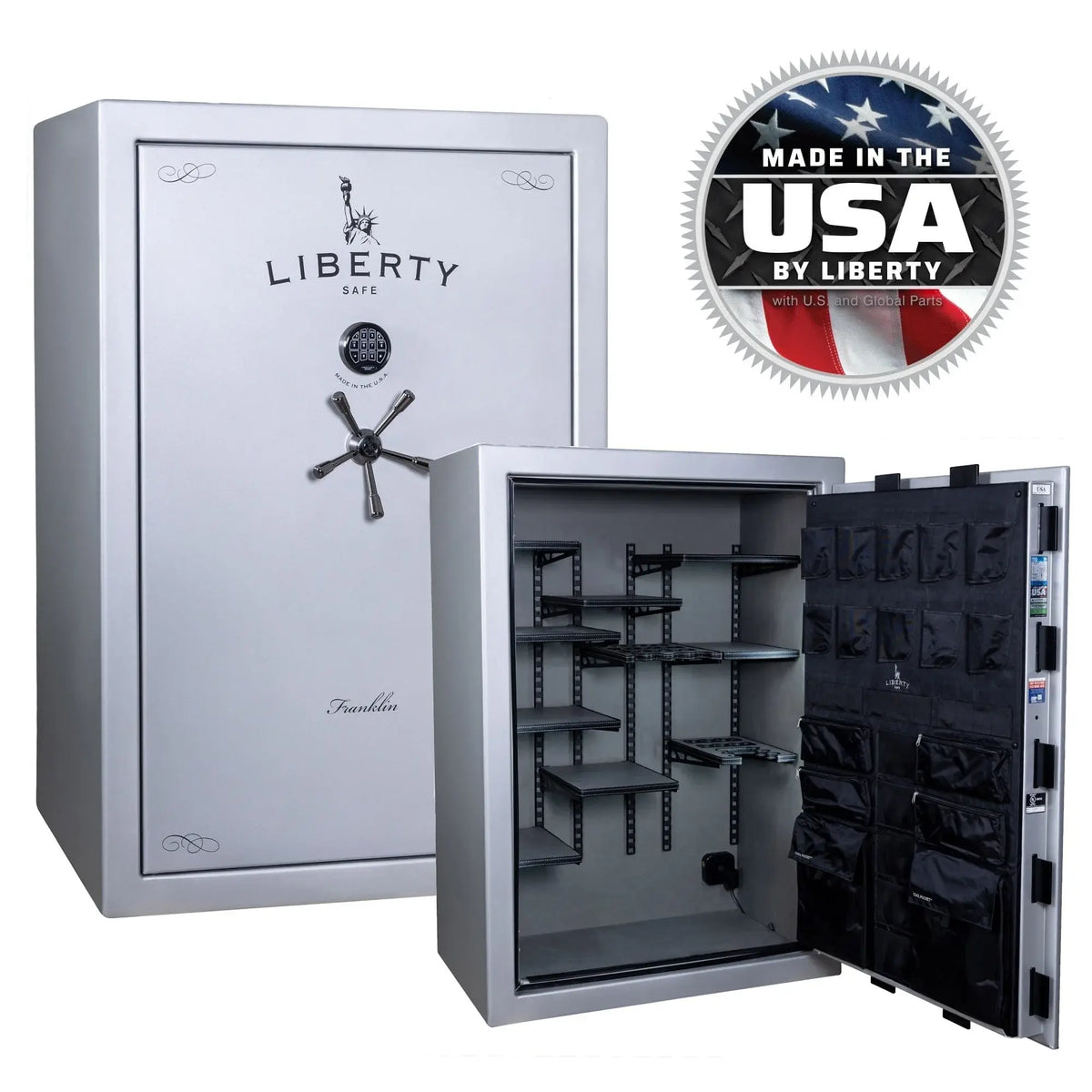 Liberty Franklin 45 gun safe glacial steel stacked exterior and interior